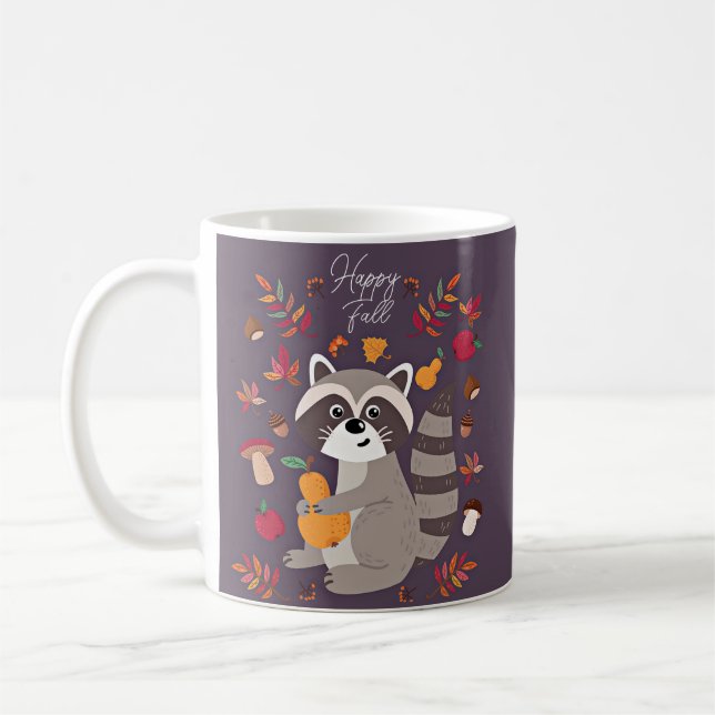 Mug Joli raton laveur d'automne avec texte personnalis (Gauche)