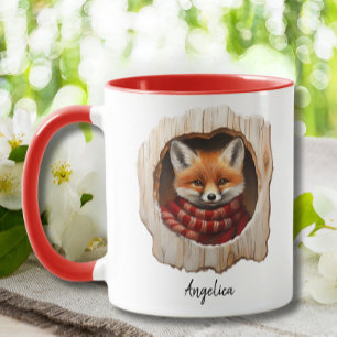 Mug Joli Renard de Noël avec chapeau de Père Noël pers