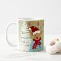 Joli renne Arbre de Noël Neige Blanche Rouge Vert