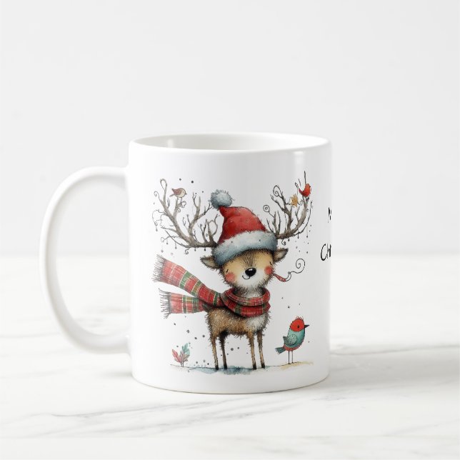 Mug Joli renne blanc Joyeux Noël (Gauche)