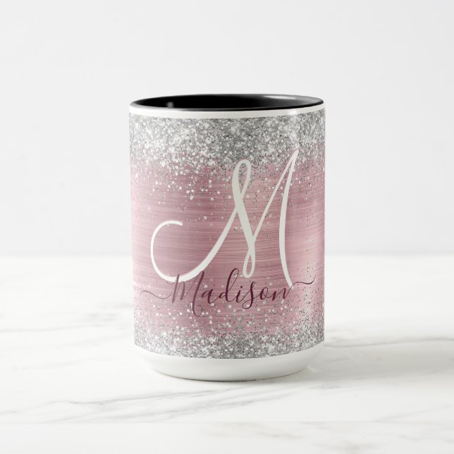 Mug Joli rose blush argent faux parties scintillant mo (Centre)