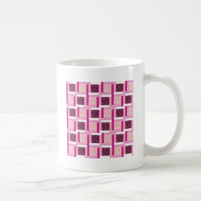 Mug Joli rose violet Patchwork Quilt Design Cadeaux (Droite)