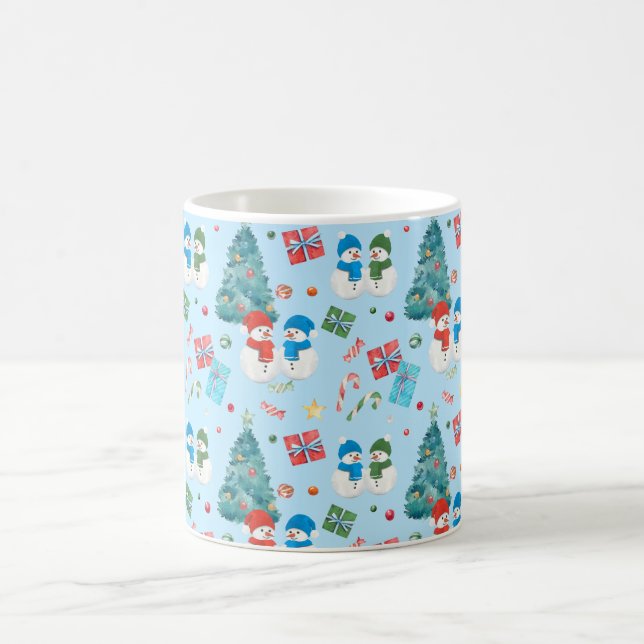 Mug Joli sapin de Noël, Snowman, Cadeaux, Motif de bon (Centre)