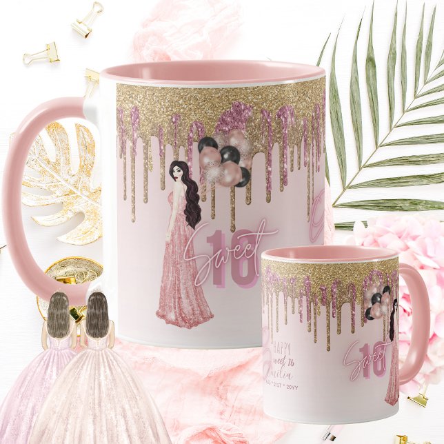 Mug Joli Sweet16 ROSEGOLD DRIPPING PARTIES SCINTILLANT (Créateur téléchargé)