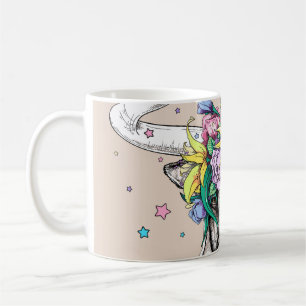 Mug Joli taureau de dessin animé dans une couronne fle