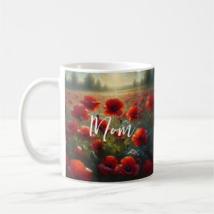 Mug Joli terrain de pavot rouge le jour d'été