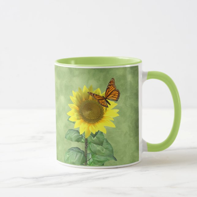 Mug Joli tournesol jaune et papillon orange (Droite)