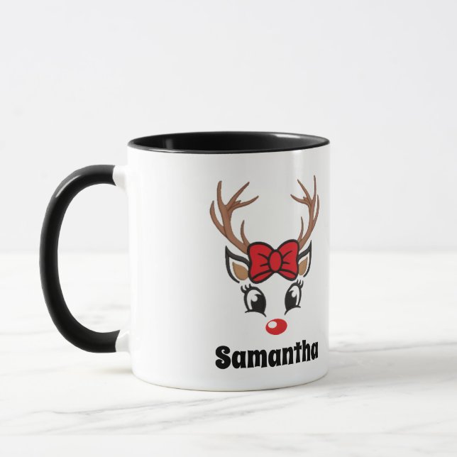 Mug Joli visage de rennes de Noël (Gauche)