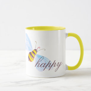 Mug Jolie abeille jaune pâle ou texte personnalisé