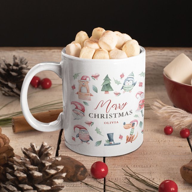 Mug Jolie aquarelle d'hiver Joyeux Noël (Créateur téléchargé)