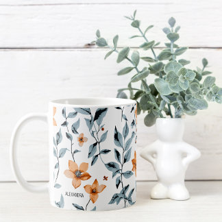 Mug Jolie aquarelle Floral Nom personnalisé