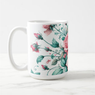Mug Jolie aquarelle rose et vert Roses