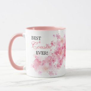 Mug Jolie aquarelle rose florale Meilleur Cousin Jamai