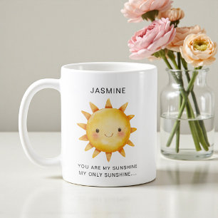 Mug Jolie aquarelle Soleil "Tu es mon soleil" Texte