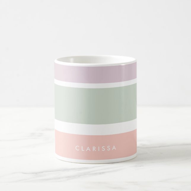 Mug Jolie bande de violet vert motif rose pâle (Centre)