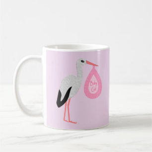 Mug Jolie chatte rose bébé fille Stork