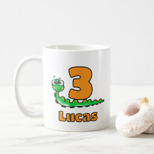 Mug Jolie Chenille Verte 3ème Anniversaire Nom Personn