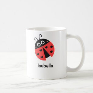 Mug Jolie coccinelle rouge et noire avec des cœurs pou