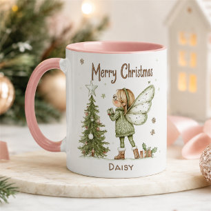 Mug Jolie fée de Noël personnalisée et arbre