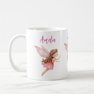 Mug Jolie Fée Fille dans une Robe Rose Fantaisiste