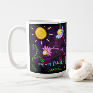 Mug Jolie Fiducie d'attente de prières florales Citati