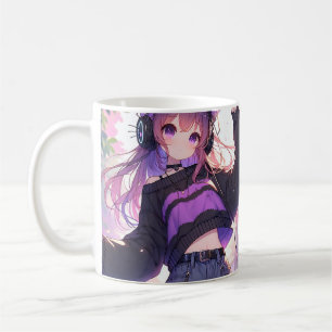 Mug Jolie fille Anime dans casque avec oreilles de cha