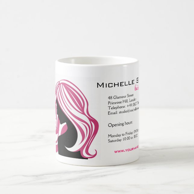 Mug Jolie fille aux cheveux roses Marque coiffant (Centre)