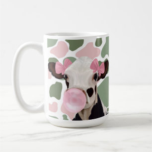 Mug Jolie fille Bubblegum rose soufflant vache