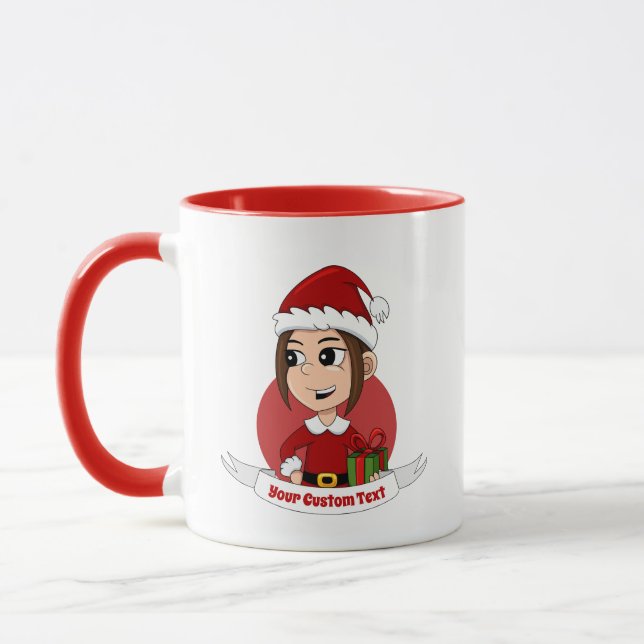 Mug Jolie fille de Noël aux cheveux bruns (Gauche)