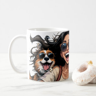 Mug Jolie Fille Et Chien Mignonne Dans Les Lunettes De