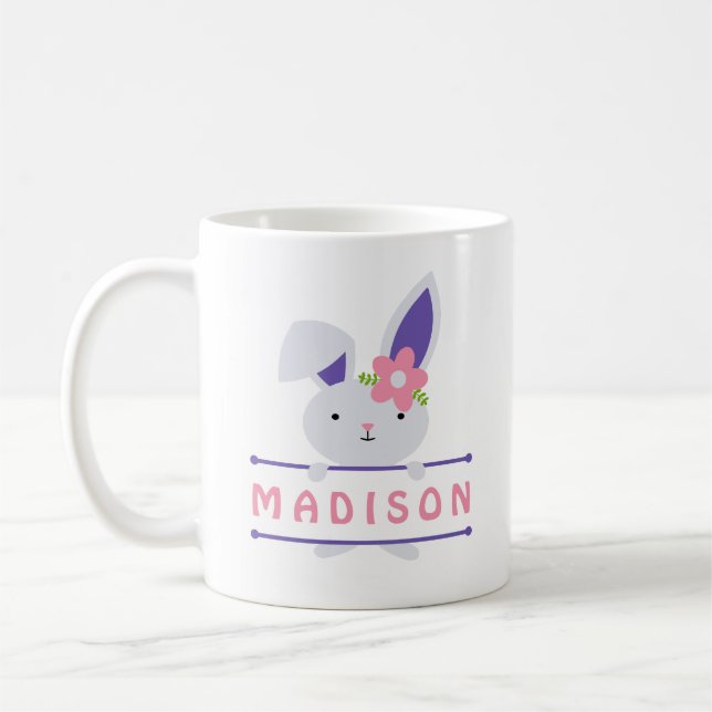 Mug Jolie fille Lapin de Pâques Nom personnalisé (Gauche)