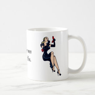 Mug Jolie fille rétro glamour blonde avant le café pin