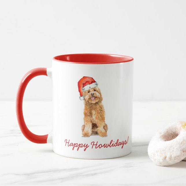 Mug Jolie Golden Doodle Dog Holiday (Avec donut)