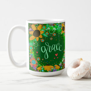 Mug Jolie grâce verte inspirant un seul mot d'art
