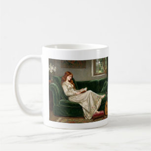 Mug Jolie jeune fille aux cheveux roux lisant un livre
