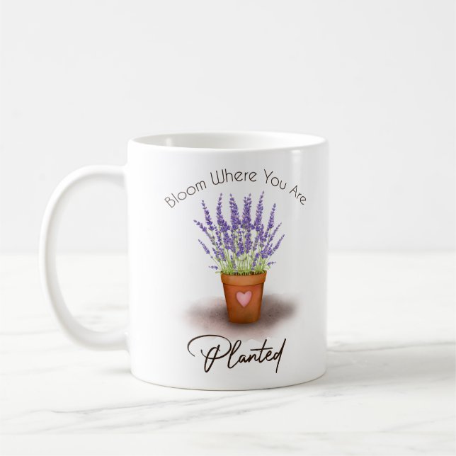Mug Jolie lavande violette plante fleurs de pot planté (Gauche)