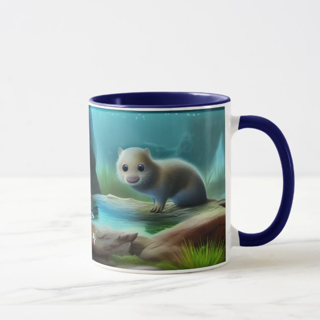 Mug Jolie loutre bébé en étang - personnalisable (Droite)