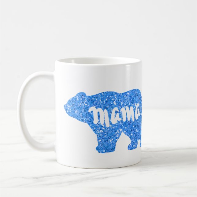 Mug Jolie maman ours bleu scintillant design pour elle (Gauche)