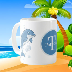 Mug Jolie plage dauphin amoureux ajouter monogramme