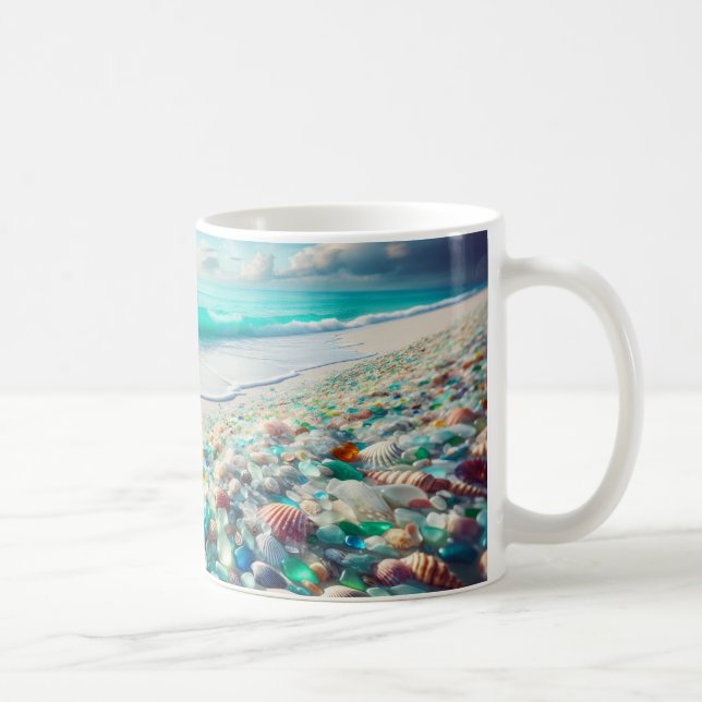 Mug Jolie plage Ocean avec verre de mer (Droite)