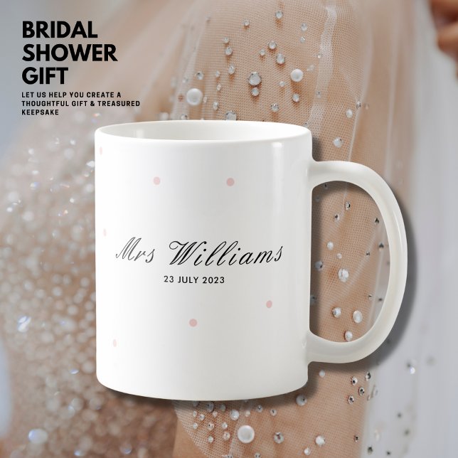 Mug Jolie pochette de mariée rose avec date personnali (Créateur téléchargé)