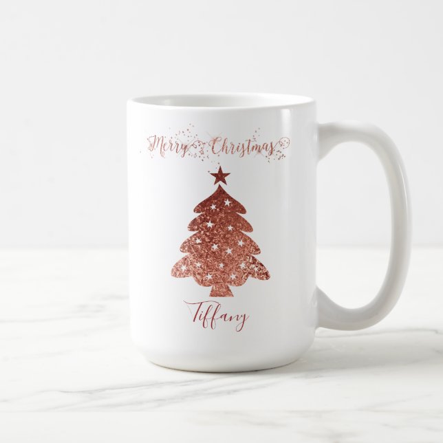 Mug Jolie Red Faux Foil Thème Arbre de Noël (Droite)
