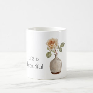 Mug Jolie rose pêche dans un vase