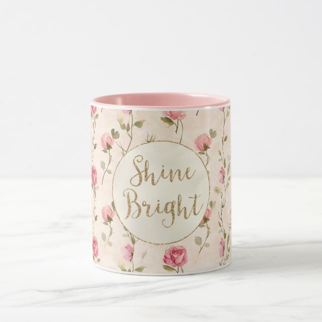 Mug Jolie rose Roses Parties scintillant or brillant (Centre)