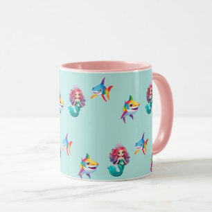 Mug Jolie Sirène requin arc-en-ciel fête d'anniversair