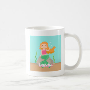 Mug Jolie sirène sur roche Filles Personnalisé