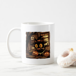 Mug Jolie sorcière de chat noir avec seau Citrouille