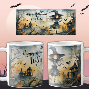 Mug Jolie Sorcière d'Halloween Whimsical, Nom Personna