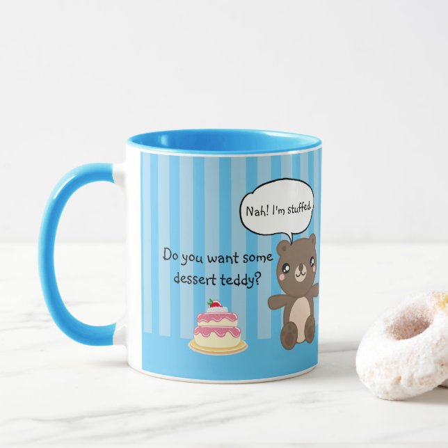 Mug Jolie Teddy Bear Kids Funny Plaisanterie (Avec donut)