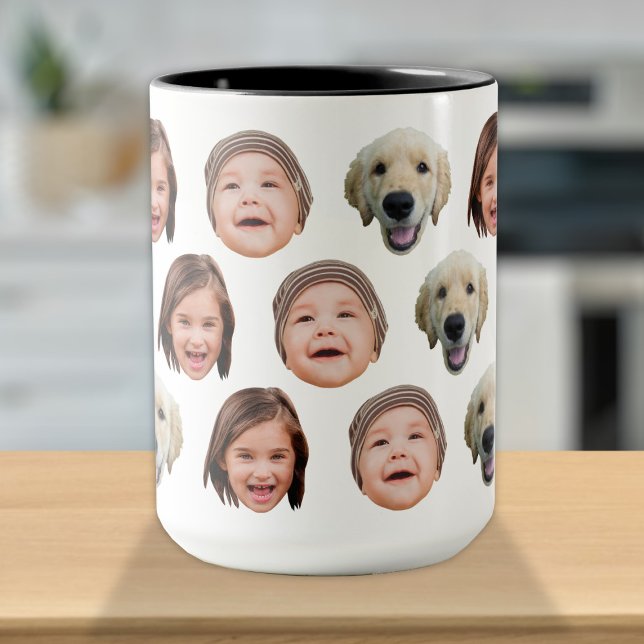 Mug Jolie visage de famille personnalisé 3 Photos  (Créateur téléchargé)